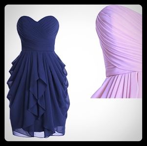 Navy Blue Wedtrend Sweetheart Ruched Dress